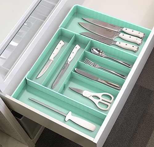Simple Houseware Expandable Kitchen Drawer Flatware Organizer, Turquoise - Image 5