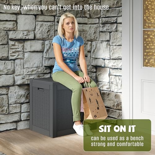 PatioZen 35 Gallon Package Delivery Boxes for Outside, Lokable Secure Resin Package Delivery Box with Lid, Weatherproof and Anti-Theft Storage for Outdoor Front Door, Porch, Curbside, House (Black) - Image 7
