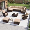 Aoxun 12 Piece Outdoor Patio Furniture Set with Coffee Table, Wicker Rattan Outdoor Furniture with High Back Swivel Rocker Chairs, Outdoor Conversation Set with Thick Cushion & Ottoman, Beige by Aoxun