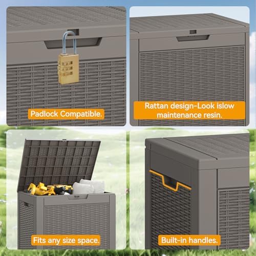 KAMABOKO Outdoor Storage Box, 31 Gal Deck Box Outdoor Waterproof, 2 Pack - Image 3