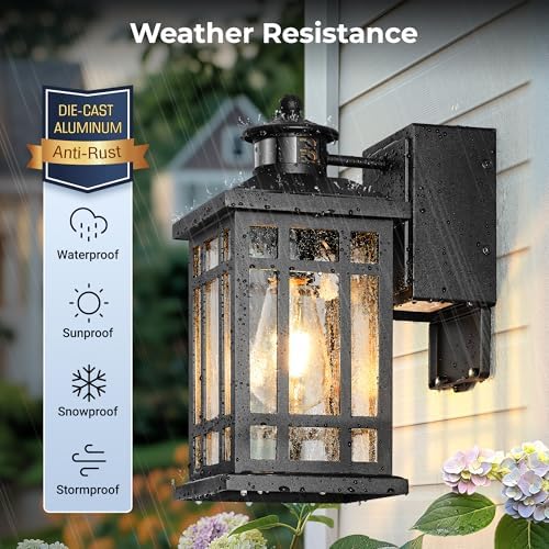 Motion Sensor Outdoor Lights with GFCI, Modern Black Dusk to Dawn Outdoor Lighting, Upgraded Motion Sensor Outside Lighting for House Patio Garage, Adjustable Sensitivity and Time, Hardwired - Image 5