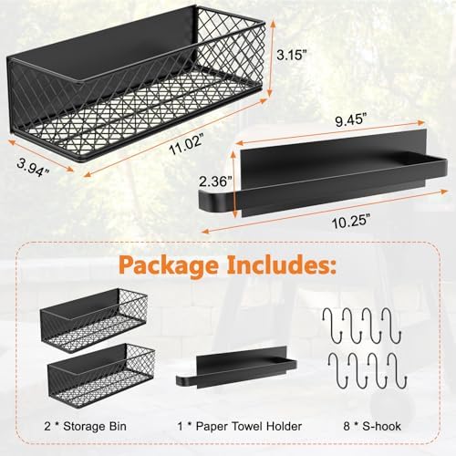 Ormeli 2 Pack Magnetic Storage Bin for Traeger Smoker Grill Caddy with Paper Towel Holder, Grill Basket for Some Models of Traeger/Pit Boss/Z Grill Smoker Accessories, Griddle Caddy for Outdoor - Image 3