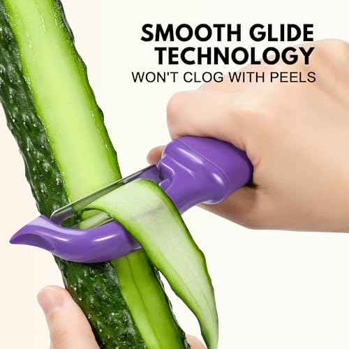 Rainspire Vegetable Peeler Potato Peelers for Kitchen, Sharp Stainless Steel Blades Veggie, Comfortable Handle Fruit Peeler, Carrot Peeler Apple Peeler Dishwasher Safe, Purple, 1-Pack - Image 4