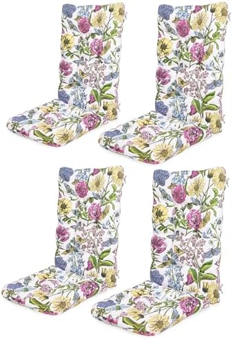 SERWALL HDPE Outdoor Rocking Chair Cushion Set of 4, Flowers Pattern by SERWALL