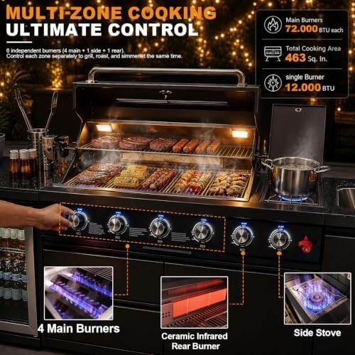 84.7" 4-Burner Modular Outdoor Kitchen Island, 72000 BTU Propane Gas Grill - Image 3
