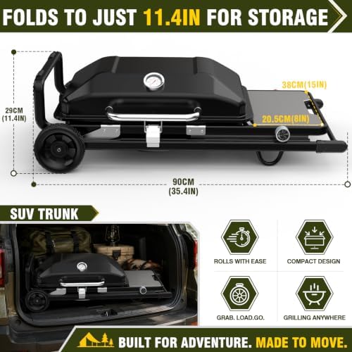 Bestfire Propane Gas Grill, 13000 BTU 2-in-1 Griddle & Grill Grate Foldable - Image 4