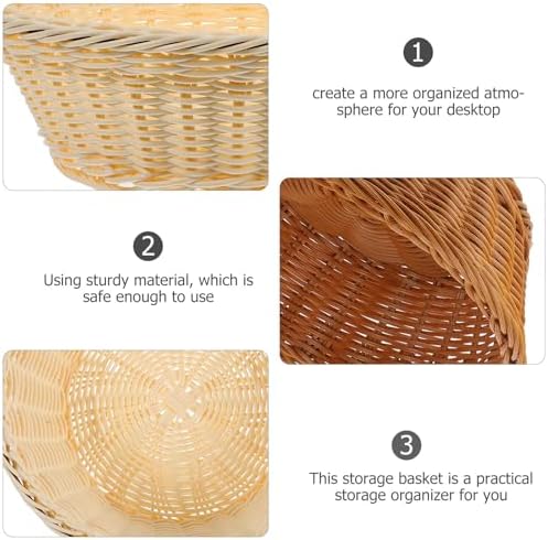 Imitation Rattan Woven Basket 2pcs PP Home Storage Basket Set - Image 7