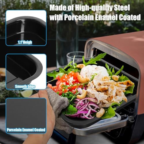 Outspark Porcelain Steel Pan for Ninja Woodfire OO101 Series 8-in-1 Outdoor Pizza Oven, Non-Stick Griddle Plate for Ninja Foodi Digital Air Fry Oven, OO100 SER Accessories,12" x 12" - Image 3
