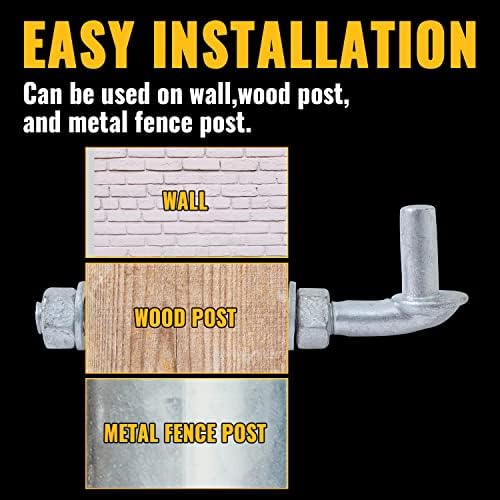 VIVIDA 5/8" X 8" J Bolt Gate Hinge, Heavy Duty Gate Hinge Bolt, 2-Pack - Image 3