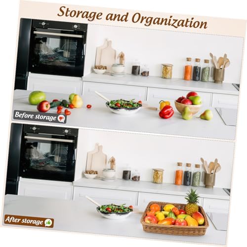 Desktop Magazine Storage Basket, Plastic Woven Fruit Basket for Kitchen - Image 4