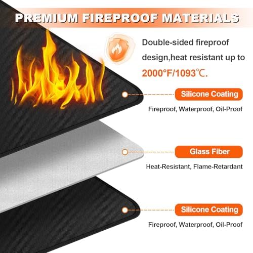 Heat Resistant Mats for Countertop and Grill Table, Fireproof Grill Mats for Outdoor Grill, Under Griddle BBQ Mat, Portable Charcoal Grill, Air Fryer, Gas Grill,Orange,24 x 31 inch - Image 3