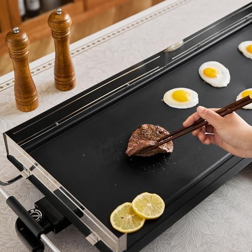 AEWHALE 35" Large Electric Griddle,Extra Wide Teppanyaki Grill with Detachable stainless Steel Baffle for Pancake Barbecue - Image 4