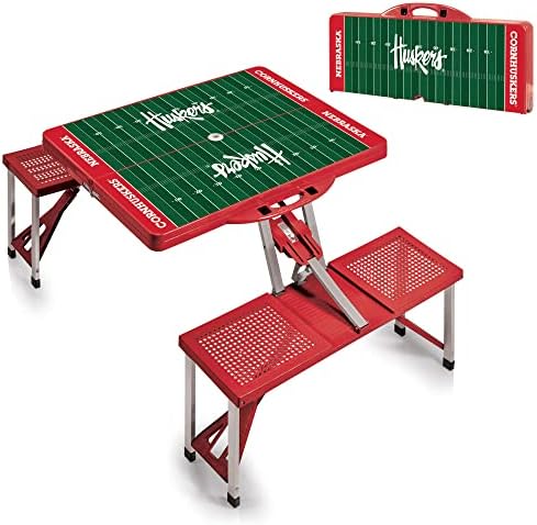 PICNIC TIME NCAA Nebraska Cornhuskers Football Field Folding Picnic Table - Camping Table - Outdoor Table with Umbrella Hole, (Red) - Image 6