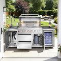 82.5'' All-In-One Outdoor Kitchen Island, 6 Burners, 83500 BTU, Silver by Unknown