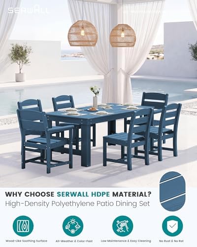 SERWALL HDPE Outdoor Dining Table and Chairs Set for 4 - Image 2