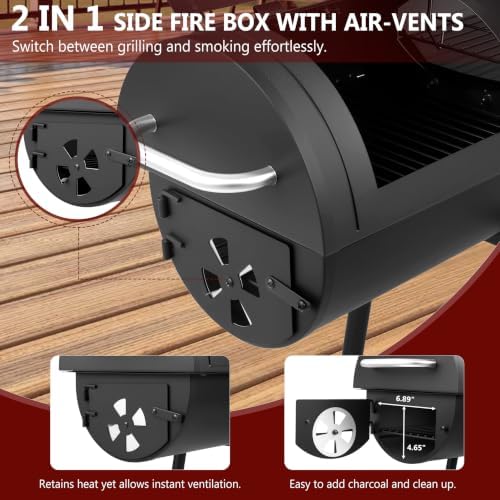 Charcoal Grill with Offset Smoker, 744.5 Sq. In. Outdoor BBQ Grill - Image 5