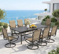 Sophia & William Outdoor Dining Set for 8 w/Swivel Mesh Chairs, Brown by SophiaWilliam