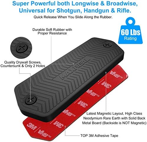 Gun Magnet 60lbs Rated.HQ Rubber Coated Magnetic Pistol Mount & Holster for Vehicle, Truck, Home, Car, Safe, Table & Wall. Tactical Firearm Concealment Holder Accessories (2-Pack) - Image 3