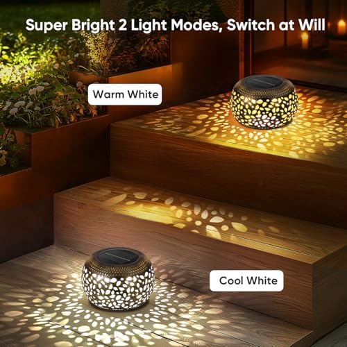 Solar Lanterns Waterproof Outdoor Decor: 2 Pack Hollow Out Solar Lights - Image 4