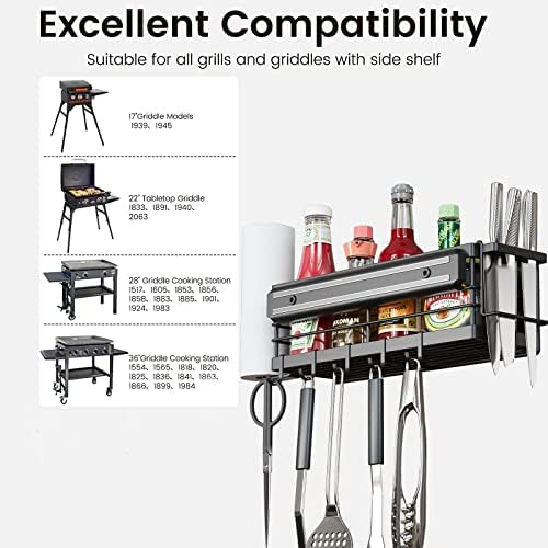 LIVOD Griddle Caddy - Magnetic Tool Holder for Blackstone Grills (17"-36") with Paper Towel Holder & Knife Rack - Image 6