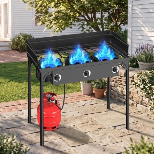 3 Burner Propane Camp Stove | 225,000 BTU | High Pressure Gas Burners - Image 7