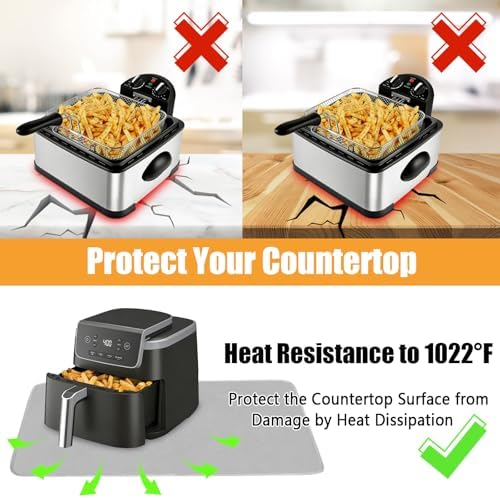 TOHONFOO Heat Resistant Mats for Countertop & Air Fryer, 35x15 in, Gray - Image 4