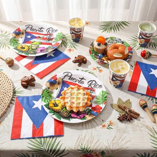 Suclain 150 Pcs Puerto Rico Party Tablewear, Puerto Rico Party Supplies - Image 2