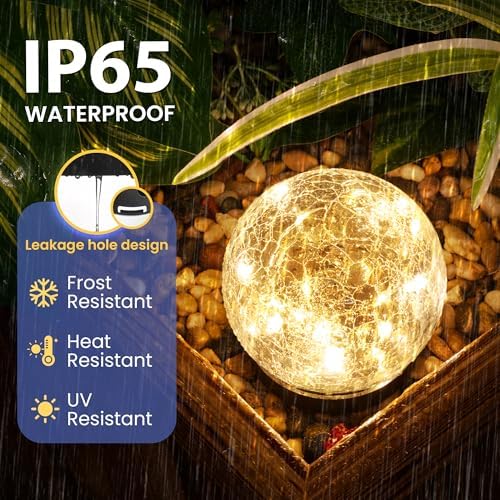 Solar Globe Lights Outdoor Waterproof-Solar Garden Lights 4 Pack - Image 4