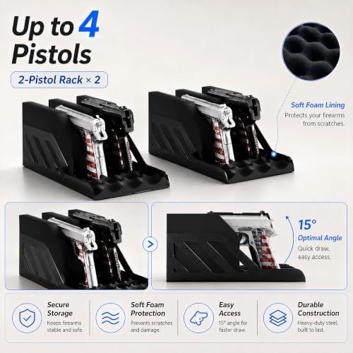 Grimtron Gun Safe for Multiple Pistols with Fingerprint Lock, 3-8 Digit PIN - Image 3