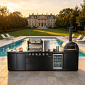 125'' LPG Outdoor Kitchen Island with Grill & Pizza Oven, 4 Burners, Black by Unknown