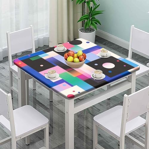 Square Outdoor Table Cloth, Modern Geometric Pattern Printed on Oilproof Fire Table Cover Square, Perfect for Breakfasts Tea Gatherings, Fit for 48" x 48" Square Tables - Image 2