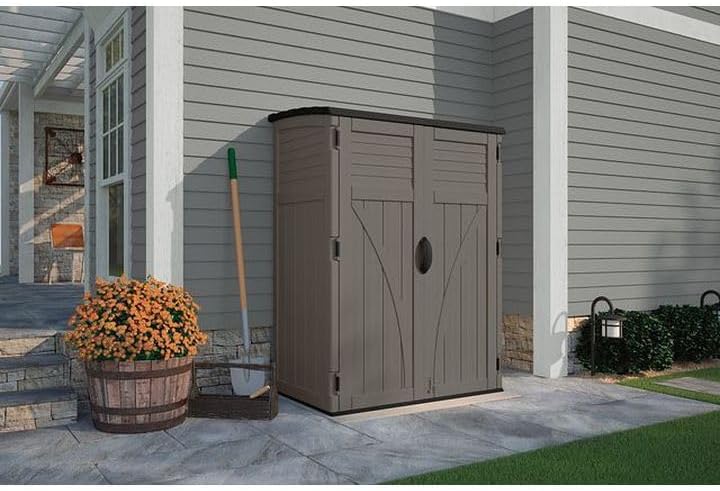 Suncast 54 Cu Ft Medium Vertical Storage Shed, Stoney, Made in USA - Image 2