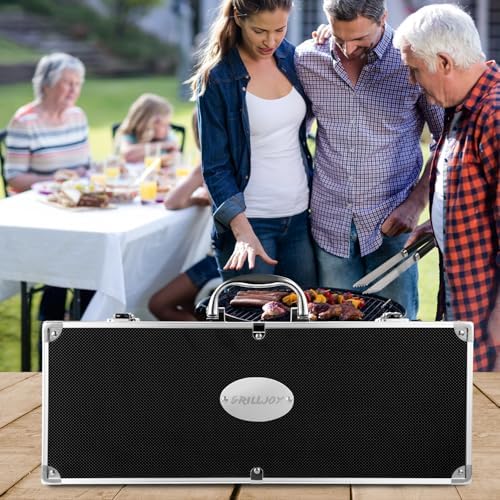 Grilljoy BBQ Accessories Grill Tools Set - 22PCS Stainless Steel Barbecue Grill Accessories for Outdoor Grill with Black Aluminum Case - Christmas Grilling Gifts for Men & Dad -Grill Tools Kit - Image 3