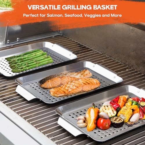 Onlyfire 3 Packs Stainless Steel Rectangle Grill Baskets for Grilling - Image 5