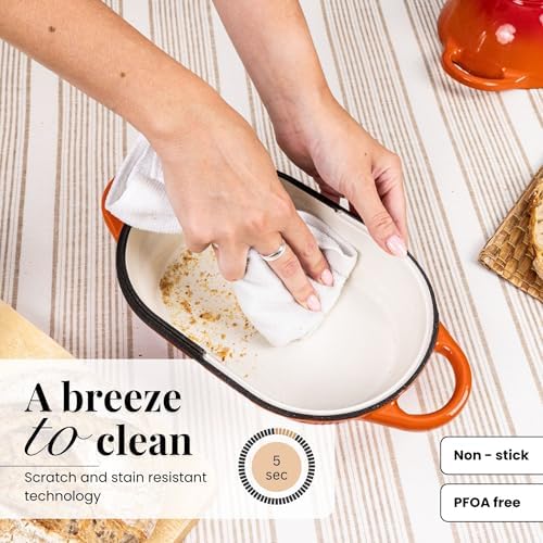 Dutch Oven For Sourdough Bread Baking – Enamelled Cast Iron Bread Loaf Pot – Oven Safe Non Stick Bread Pot – Rectangular, Orange, 24cm x 16cm – by Nuovva - Image 3