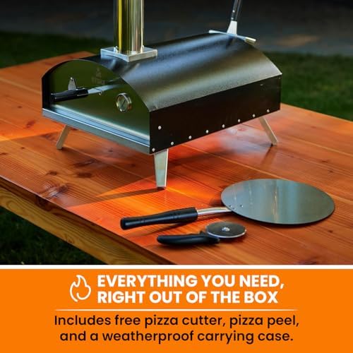 Stoke 13-Inch Wood Pizza Oven With Gas Burner, Peel, Rain Cover, and Cutter Included for Backyard, Camping, or Tailgating - Image 6