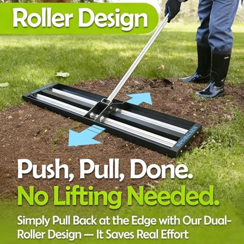 SporGain Lawn Leveling Rake 30"x10", Lawn Leveler with Aluminum Rollers - Image 4