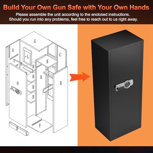 Biometric 10-15 Long Gun Safe, Quick Access Gun Safe for Rifles and Pistols with Handle, Gun Cabinet with LED Light and Internal Cabinet, Easy Assembly Gun Locker - Image 6
