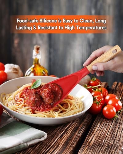 Badiano Silicone Cooking Spoon for Nonstick Cookwares, Multi-function,11.4" - Image 4