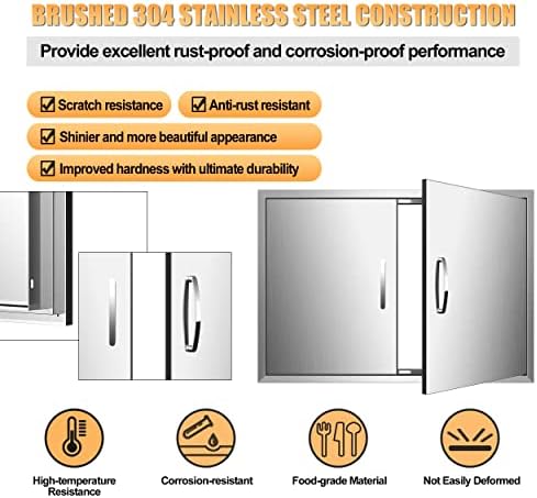 BBQ Access Double 33Wx21H Doors Flush Mount Stainless Steel Outdoor Kitchen Door for Outside Cabinets and BBQ Island - Image 7