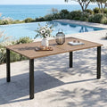 MIXPATIO Patio Dining Table for 6, Brown Metal Table w/Umbrella Hole by MIXPATIO