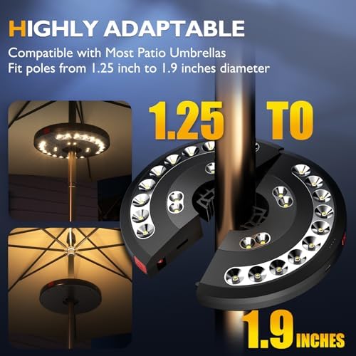 Eletorot 2packs Patio Umbrella Lights-Rechargeable Outdoor Lights for Patio - Image 6