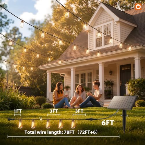 addlon 72FT Solar String Lights Outdoor, Waterproof Dimmable 24+2 LED - Image 6