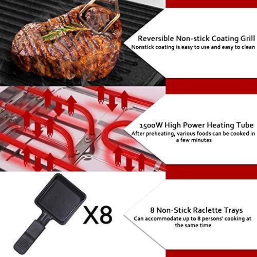 CUSIMAX Raclette Grill Electric Grill Table Portable 2in1 Korean BBQ Grill - Image 3
