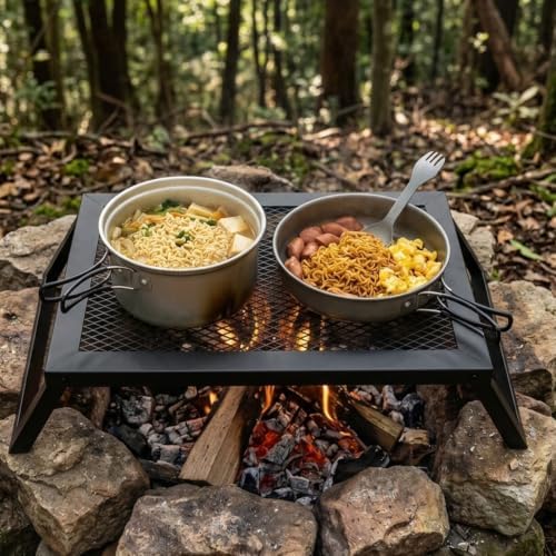 REDCAMP Folding Campfire Grill Grate, Portable Heavy Duty Steel Grate, Fire Pit Grill Grate for Outdoor Camping Cooking BBQ - Image 7