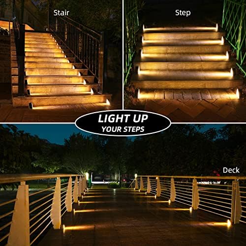 NIORSUN Solar Step Lights,6 Pack Warm White Solar Stair Lights Outdoor Waterproof IP67 Auto On Off,Solar Lights for Steps,Stair,Patio,Yard,Porch,Front Door,Sidewalk,Deck Decor - Image 3