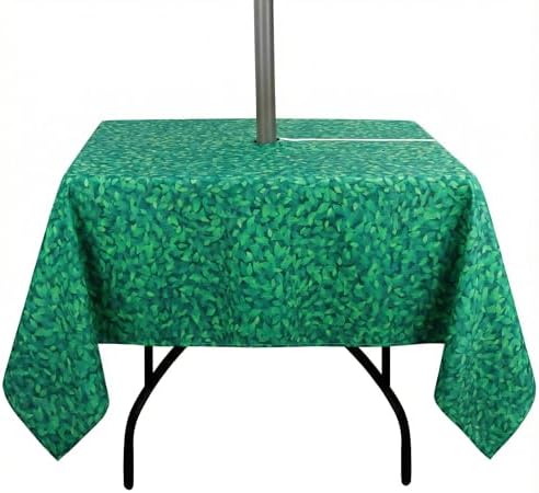 EHouseHome Outdoor Indoor 60inch SquareTablecloth with Umbrella Hole and Zipper, Waterproof Zippered Patio Table Cloths, Spring/Summer Table Covers for Backyard Circular Table/BBQs/Picnic by EHouseHome