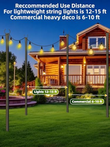 String Light Poles for Outside, 4 Pack 10 ft Adjustable Light Poles - Image 5