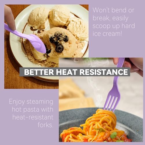 Purple Plastic Forks Heavy Duty, Disposable Party Supplies 104 PCS - Image 3
