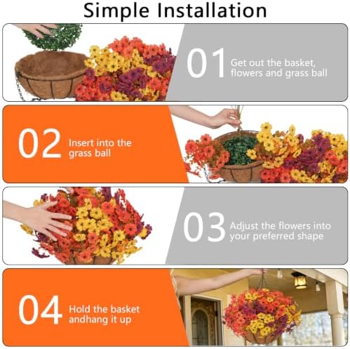 2 Set Artificial Fall Hanging Flower Baskets for Outdoor Autumn Decor - Image 7